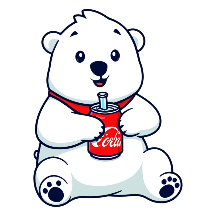 polar bear in a Hawaiian shirt drinking Coca Cola sticker