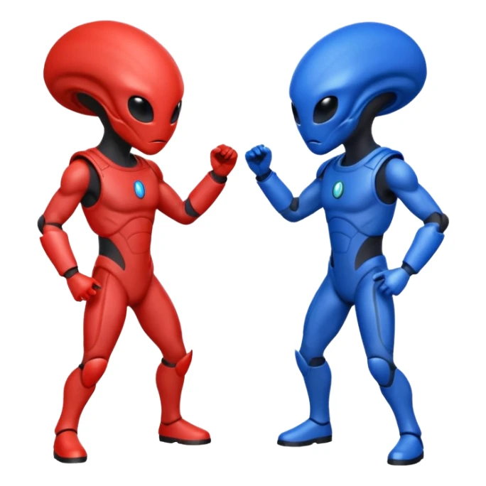 
two alien sparring, red uniform and blue unidorm
 sticker