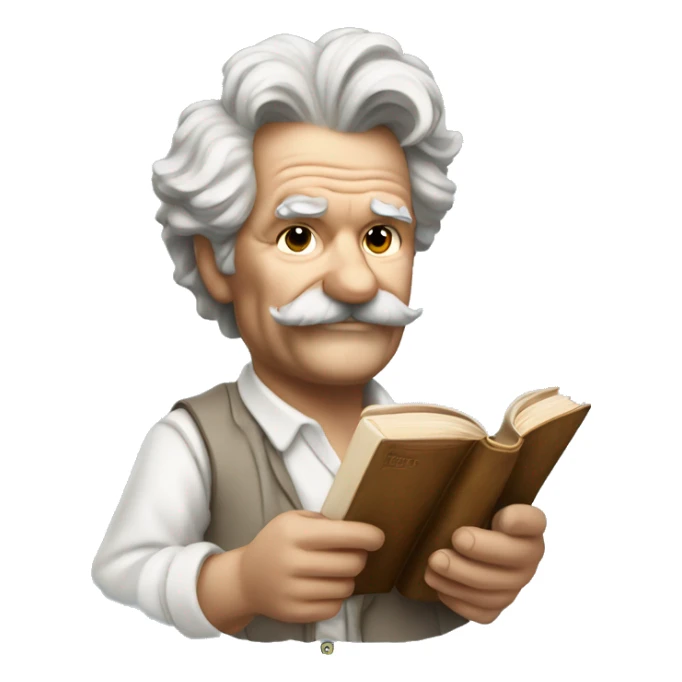 Mark Twain holds a book in his hand sticker