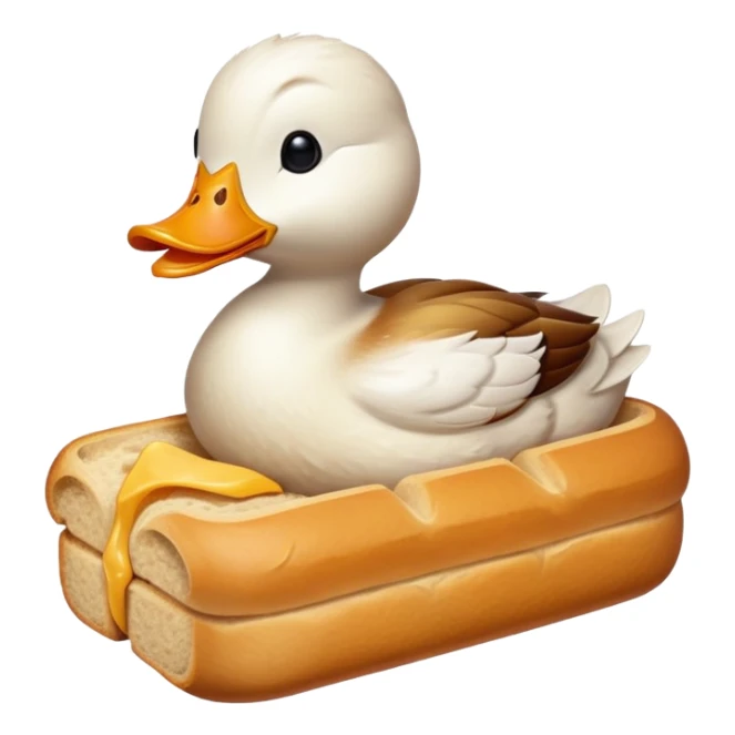 duck made of gluten emerging from a loaf of bread sticker