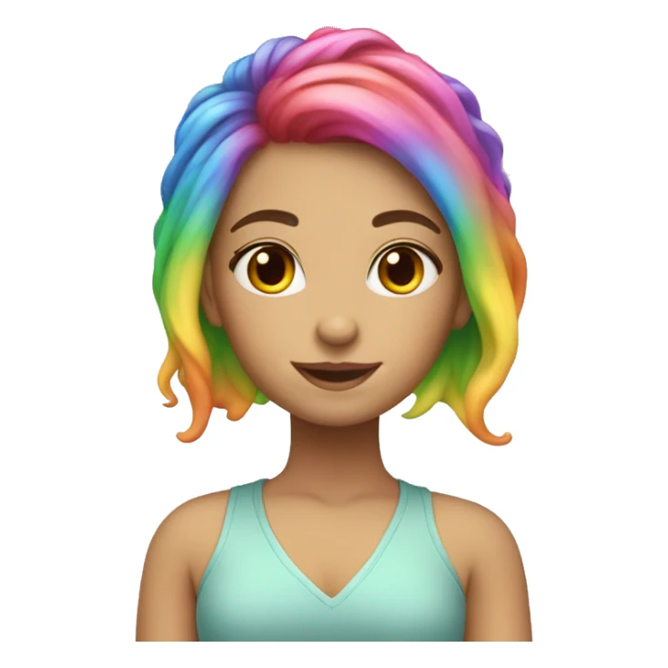 Caucasian Girl with rainbow hair sticker