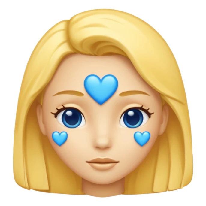 Head yelow of love with blue hearts sticker