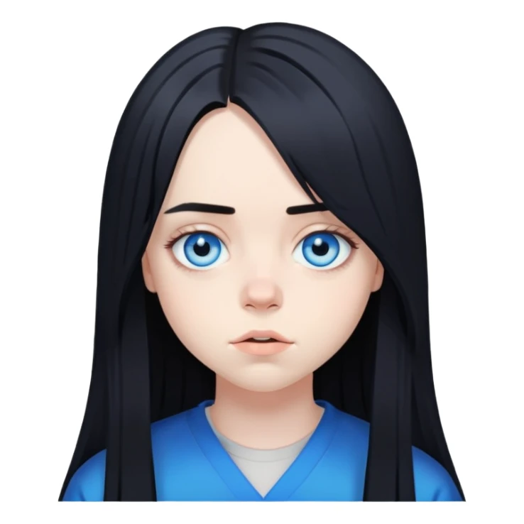 Billie eilish blue eyes long black hair sticker