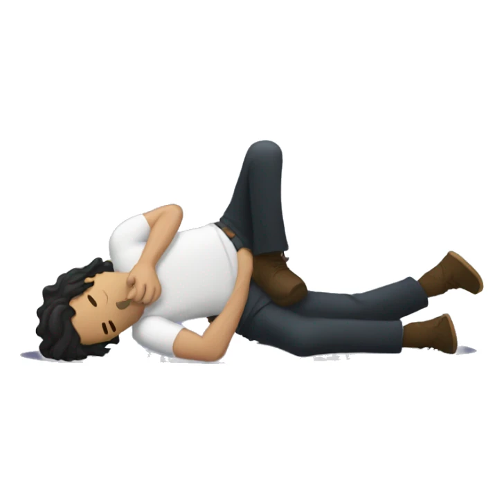 Black long haired white man lying prone unconscious on the ground sticker