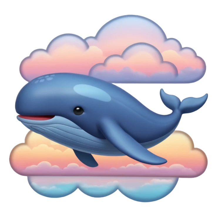 Sky Whale – Gigantic whale drifting among pastel sunset clouds. sticker