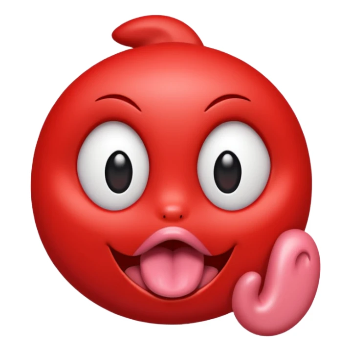 ohm red character shiny eyes tongue out sticker