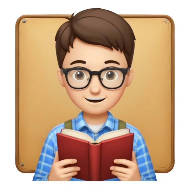 A nerd with braces and glasses reading a book. sticker