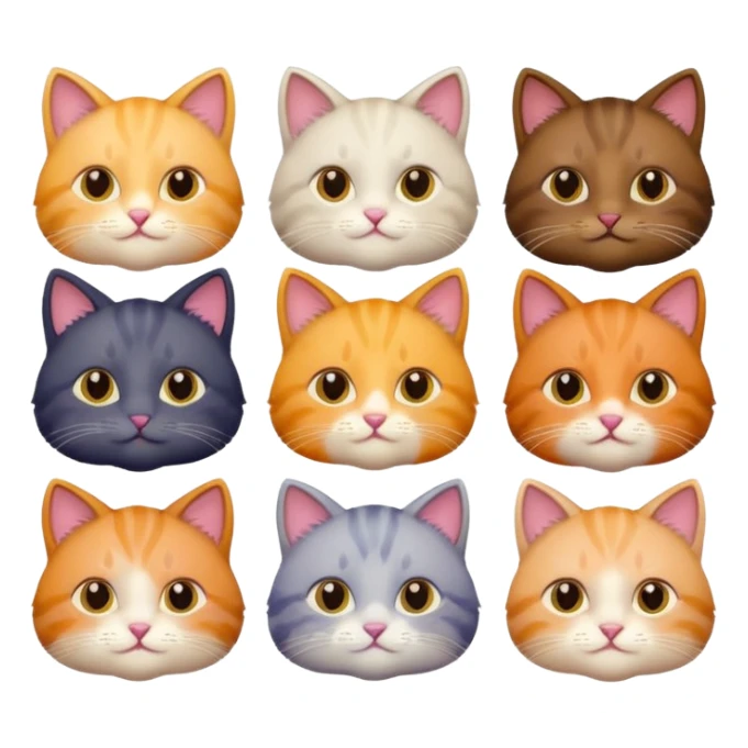 6 cats with different coloured coats sticker