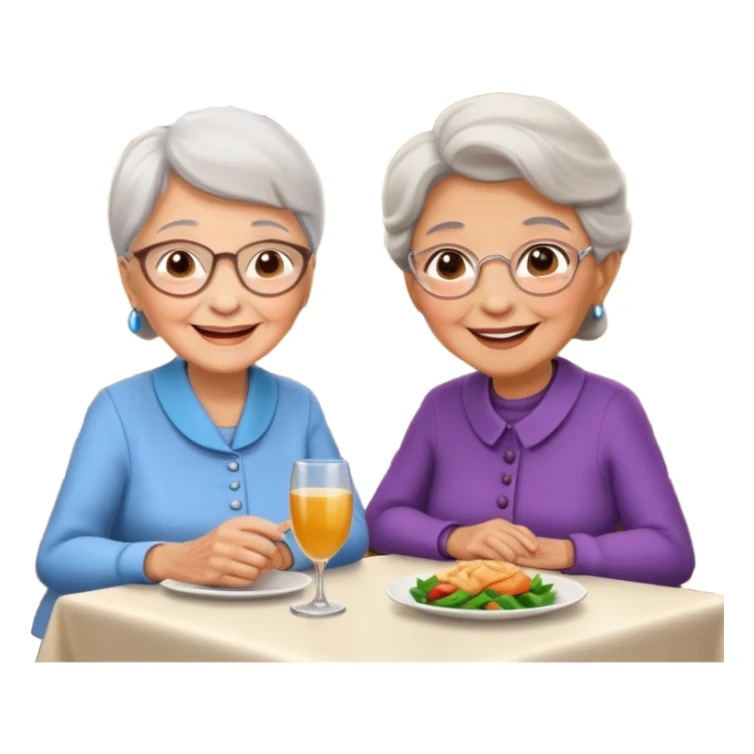 conversación dentro de un restaurant  dos personas y una de las persoans sea una abuela sticker