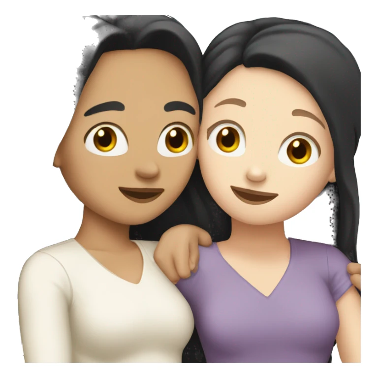 Lesbians with long black hair and white skin hugging passionately sticker