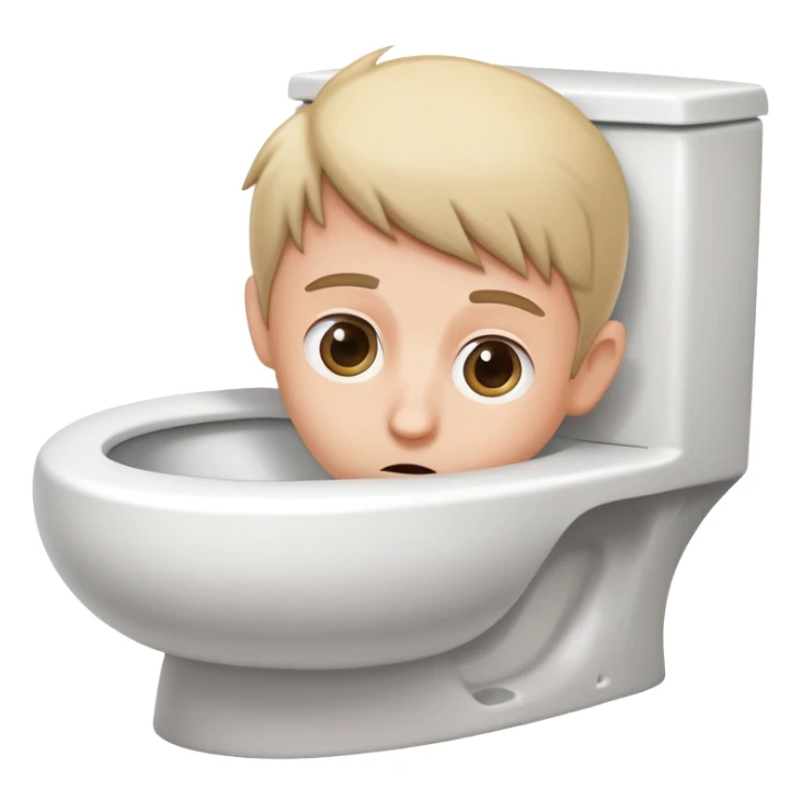 Toilet bowl with a human head peeking out from inside sticker