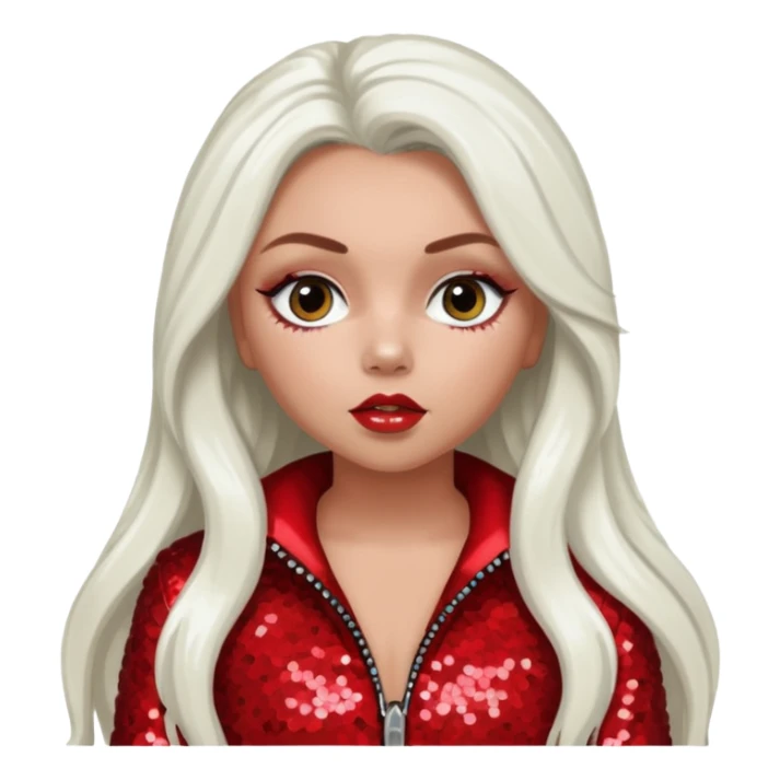 Jesy Nelson from Little Mix with long white hair, red sequin outfit sticker