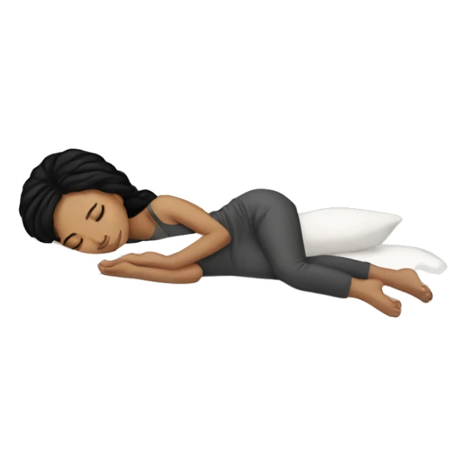 White girl black hair sleeping with kitty sticker