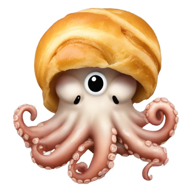 Octopus eating a croissant  sticker