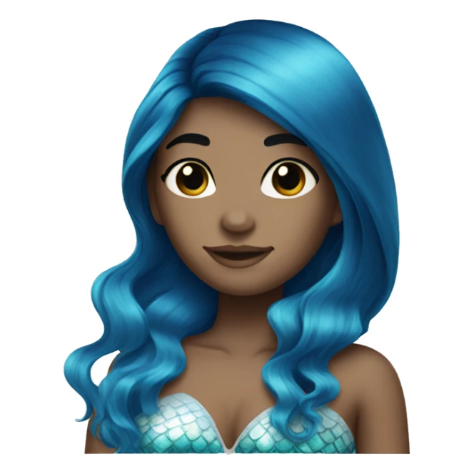 Blue straight hair white mermaid sticker