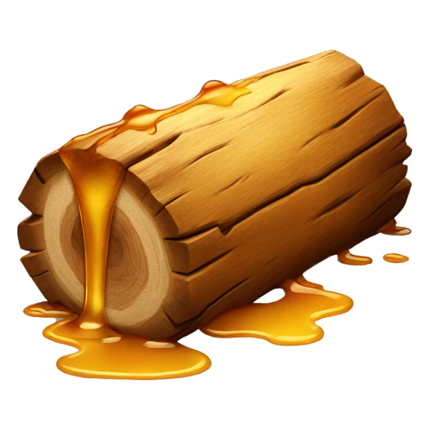 A wooden log covered in honey dripping on it sticker