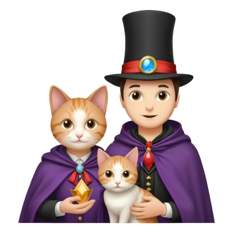 magician couple and their pet cat sticker