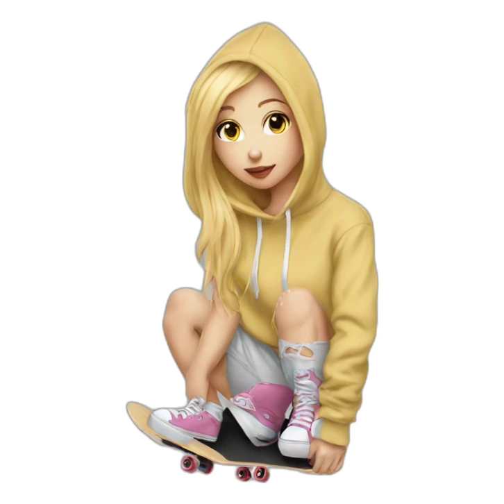 Blonde girl hoodie skateboard kiss sticker