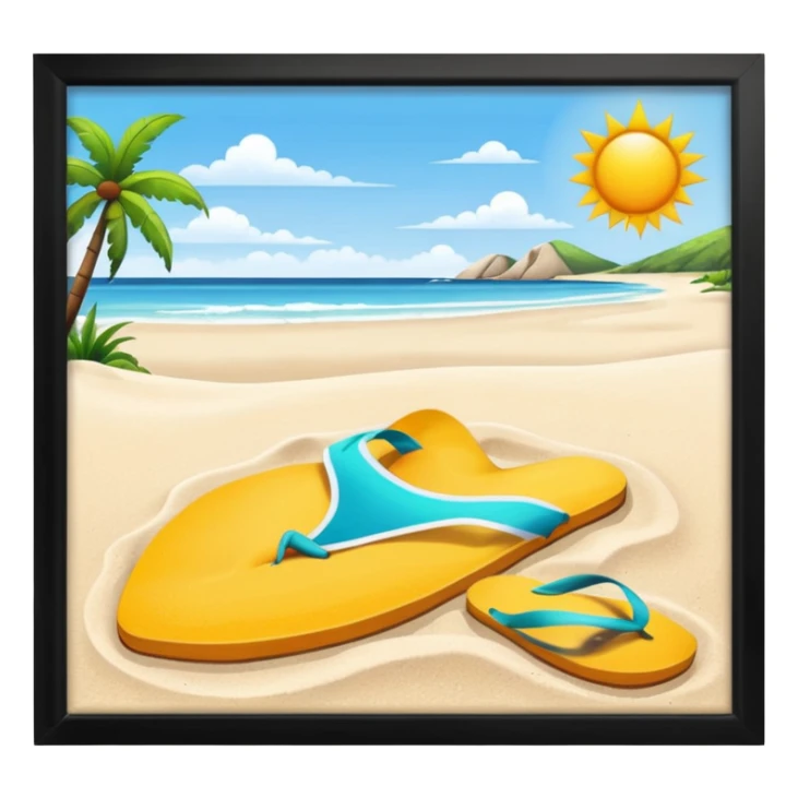 crie uma praia, com sol, e tanga na areia sticker