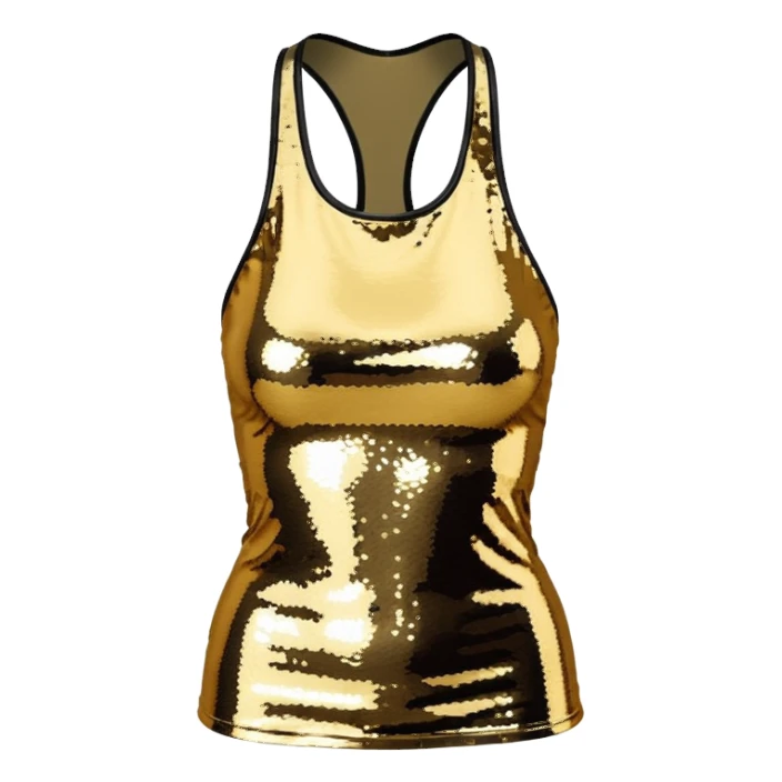 halter neck tank top with gold and silver sequins sticker