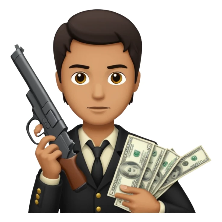 Mafia holding gun and money sticker
