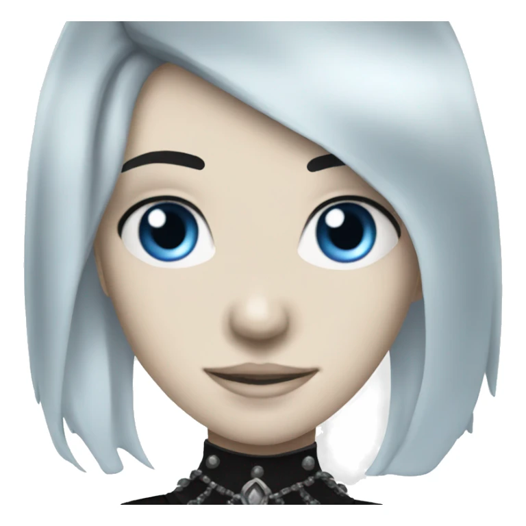 smiling goth princess black hair blue eyes sticker