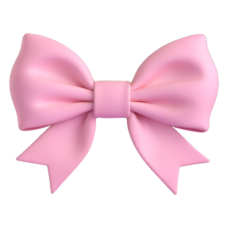 3D emoji style bow, pastel pink, soft and plush sticker