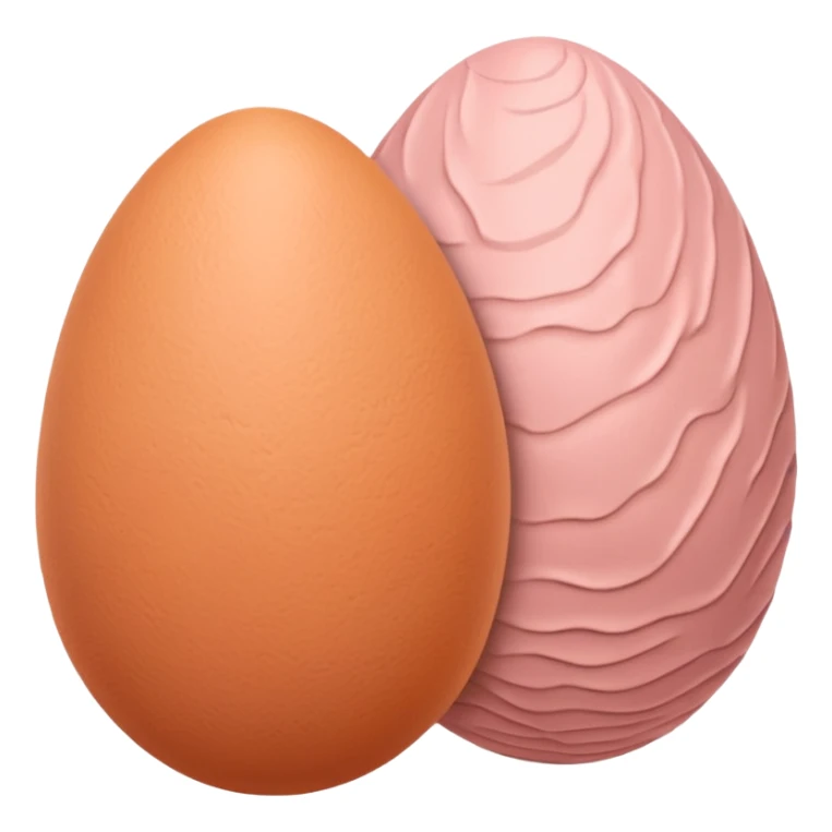 two skin tone peachy beige-pink egg shaped balls/spheres, both same size and same color, add a bumpy, loose, wrinkly skin texture with folds to both.  sticker