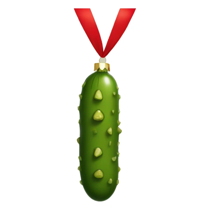 Pickle Christmas ornament with red ribbon sticker
