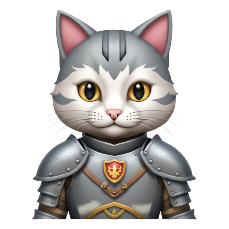 Crea un gato atigrado con armadura medieval sticker