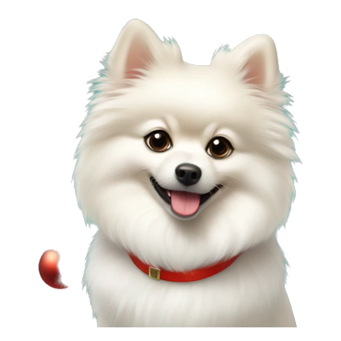 White dog Pomeranian spitz with Christmas decorations  sticker