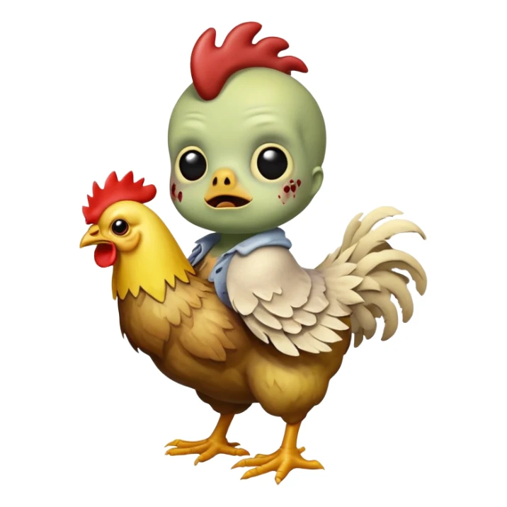 Baby zombie riding a chicken sticker