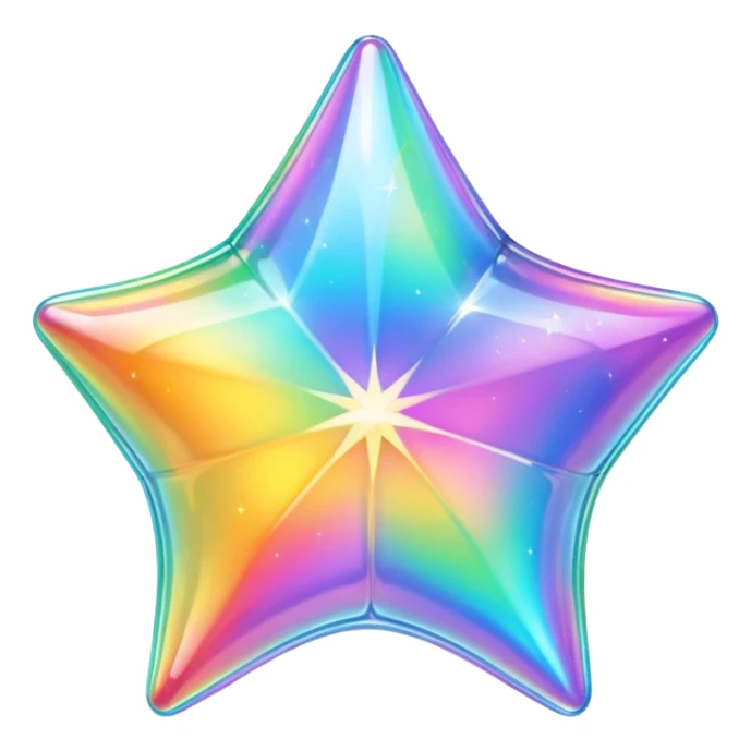 vibrant holographic rainbow y2k aesthetic hollow glass star bubble  sticker