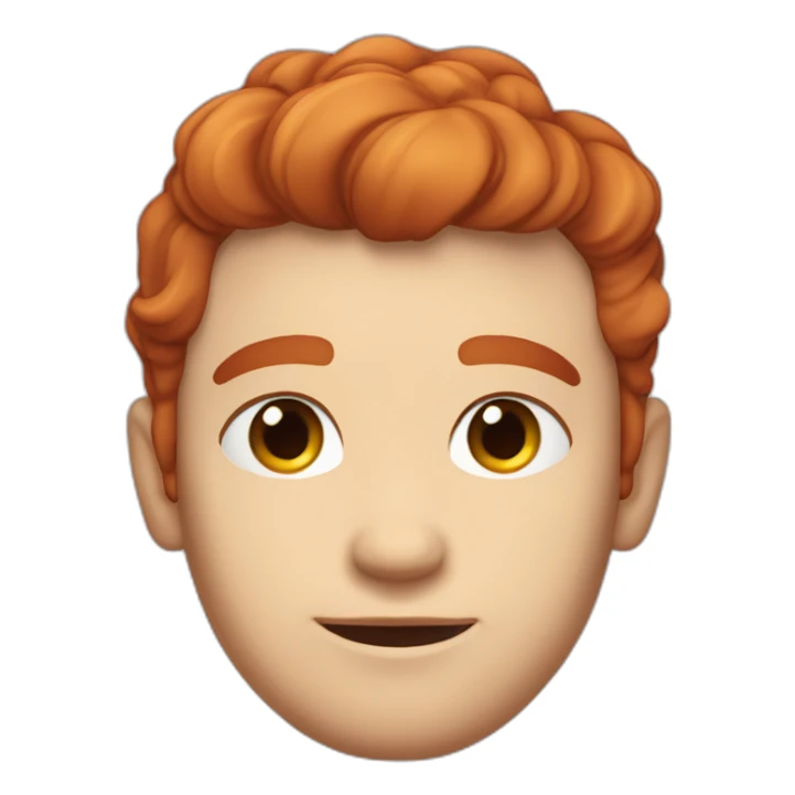 Man square face sculpted cheekbones sharp jaw blue eyes neat red hair sticker