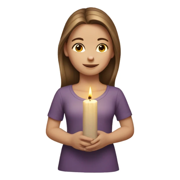 white girl lights a candle with brown hair sticker