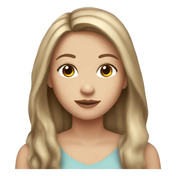 White girl with long light brown hair and brown eyes sticker