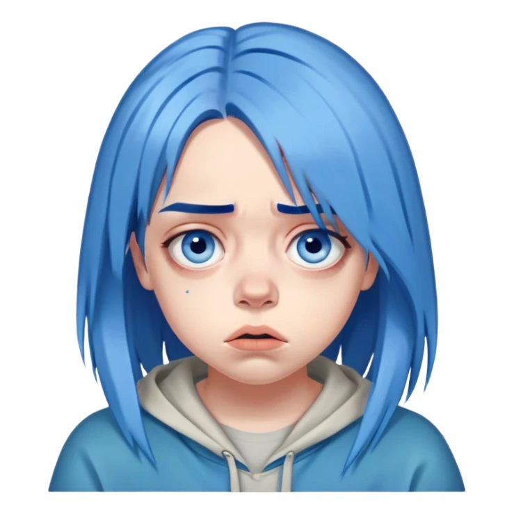 billie eilish blue hair disgusted look sticker