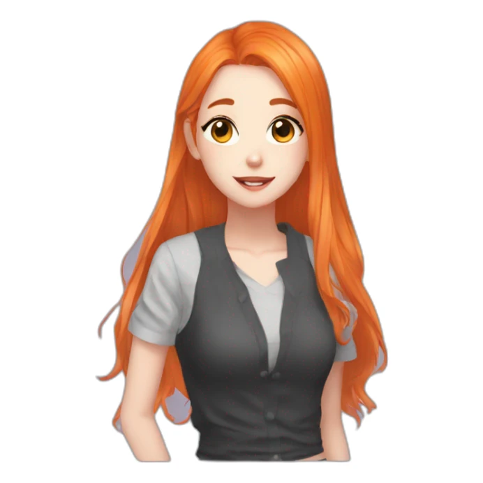 female vtuber,lewis todd,orange hair sticker