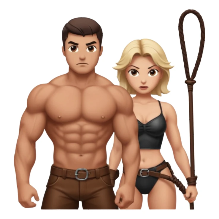 Dominating woman whipping muscular guy sticker