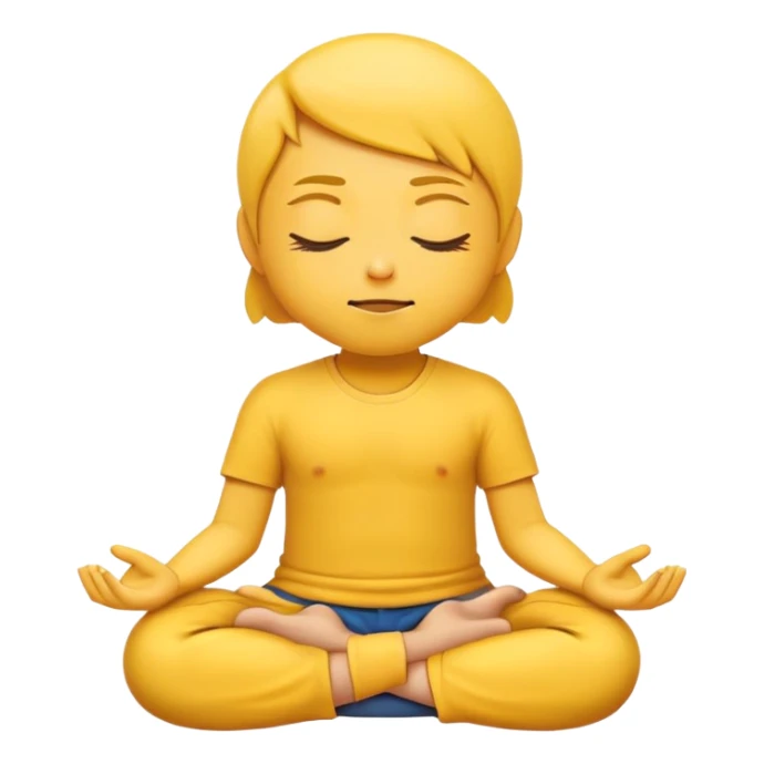 yellow emoji meditating, sitting cross-legged, peaceful expression sticker