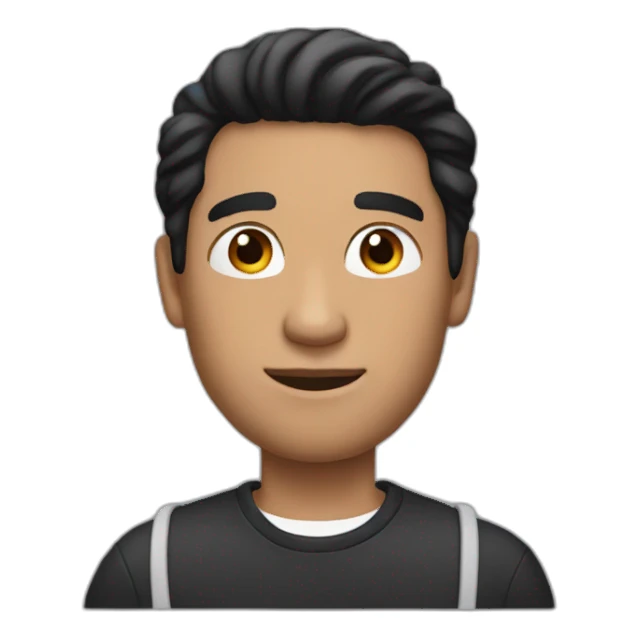 man wearing air pod max with black hair sticker