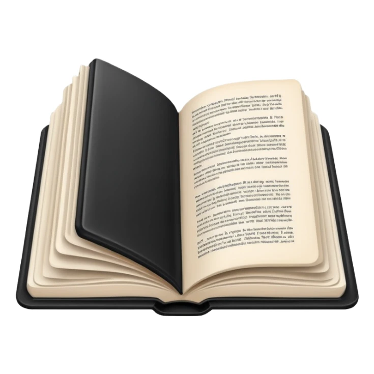 open book with black cover and with completely white pages sticker