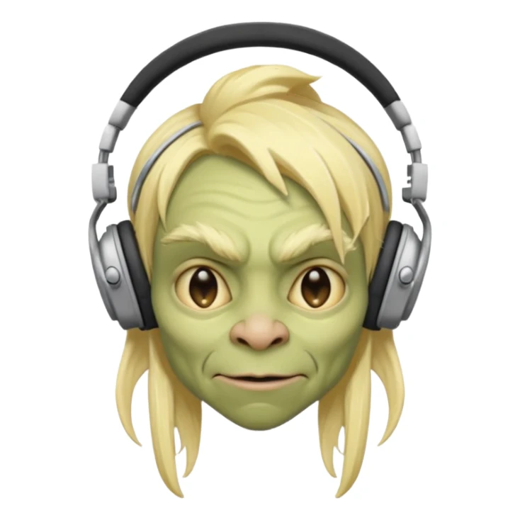 Blonde goblin wearing headphones sticker