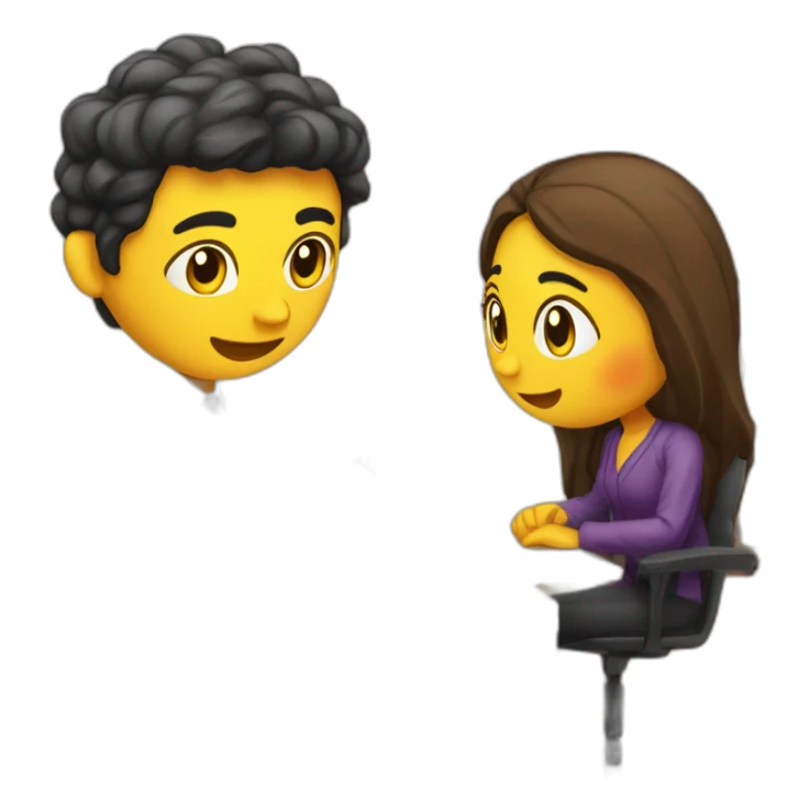 chico y chica estudian en un escritorio sticker