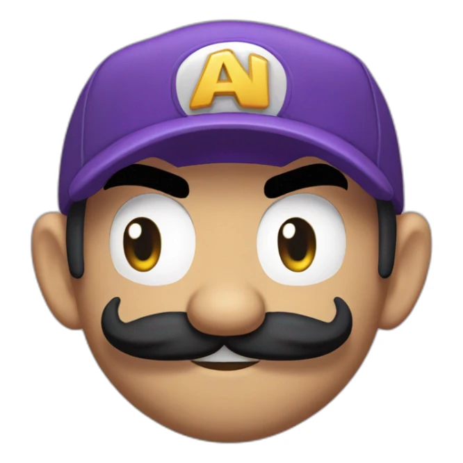 1 Waluigi with à howl purple cap and à black mustache sticker
