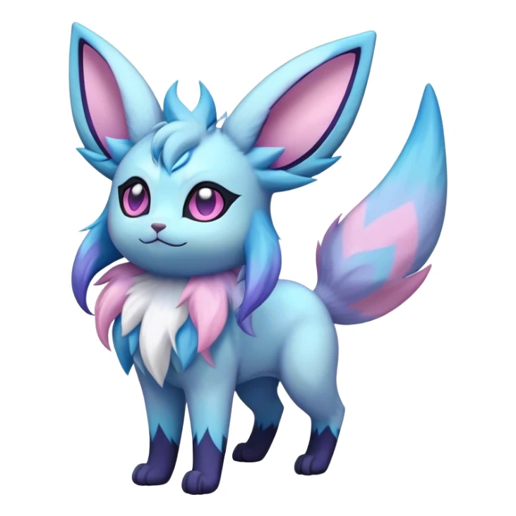 Fluffy celestial Glaceon-Espeon-Sylveon-Umbreon-hybrid, full body sticker
