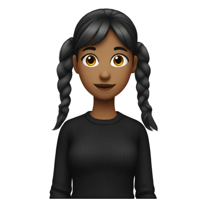 A girl with side ponytail and side bangs wearing a black sweater  sticker