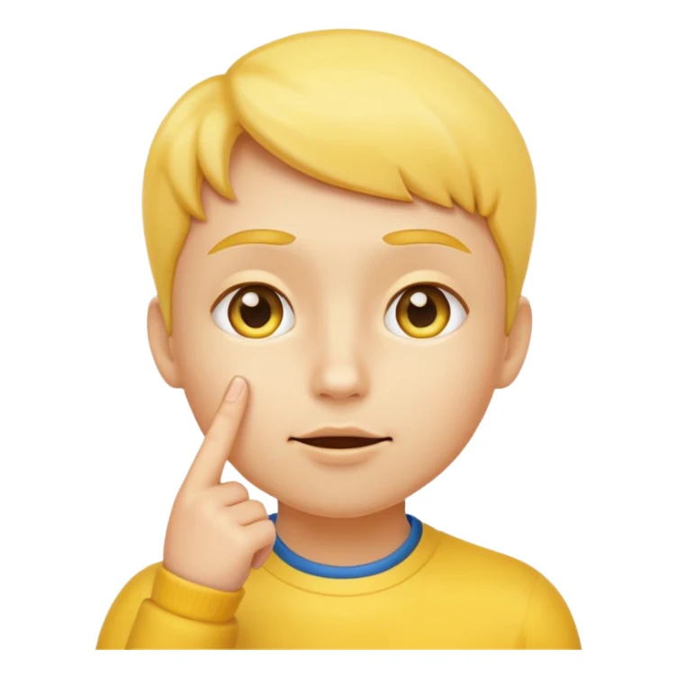 thinking face emoji, yellow face, finger on cheek, looking up sticker