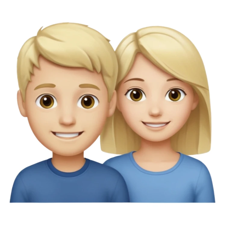 blonde boy smiling with pale brunette girl sticker