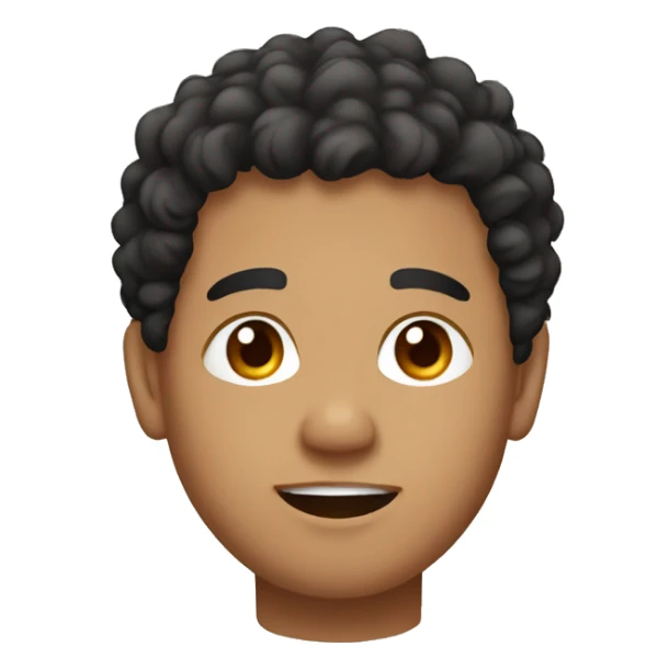 Southeast Asian man, black, curly hair, light brown, chubby sticker